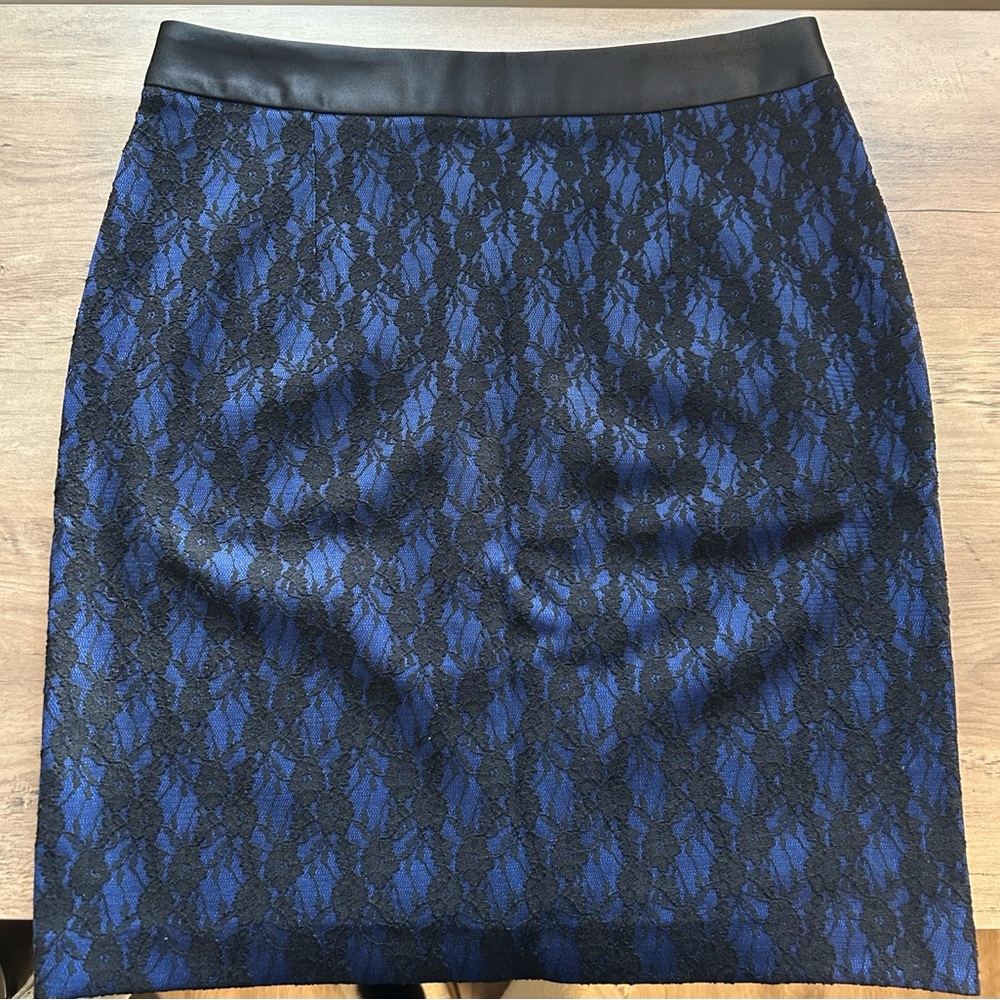 Jacob Black and Blue Lace Pencil Skirt